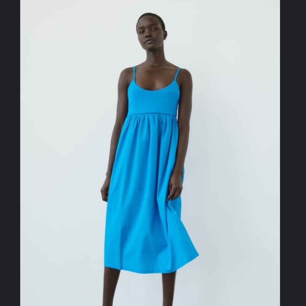 Zara Midi Dress Blue NWT Large